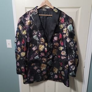 Angelino Simmering Gold Multi-Colored Perfume Blazer‎ Men's 48L EUC